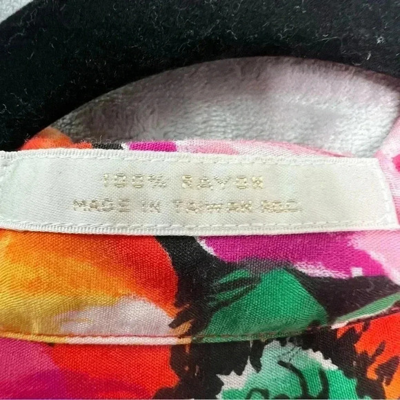 Perry Ellis Vibrant Floral Tulip Button Down Short Sleeves‎ Side Slits Sz XL - Picture 7 of 9